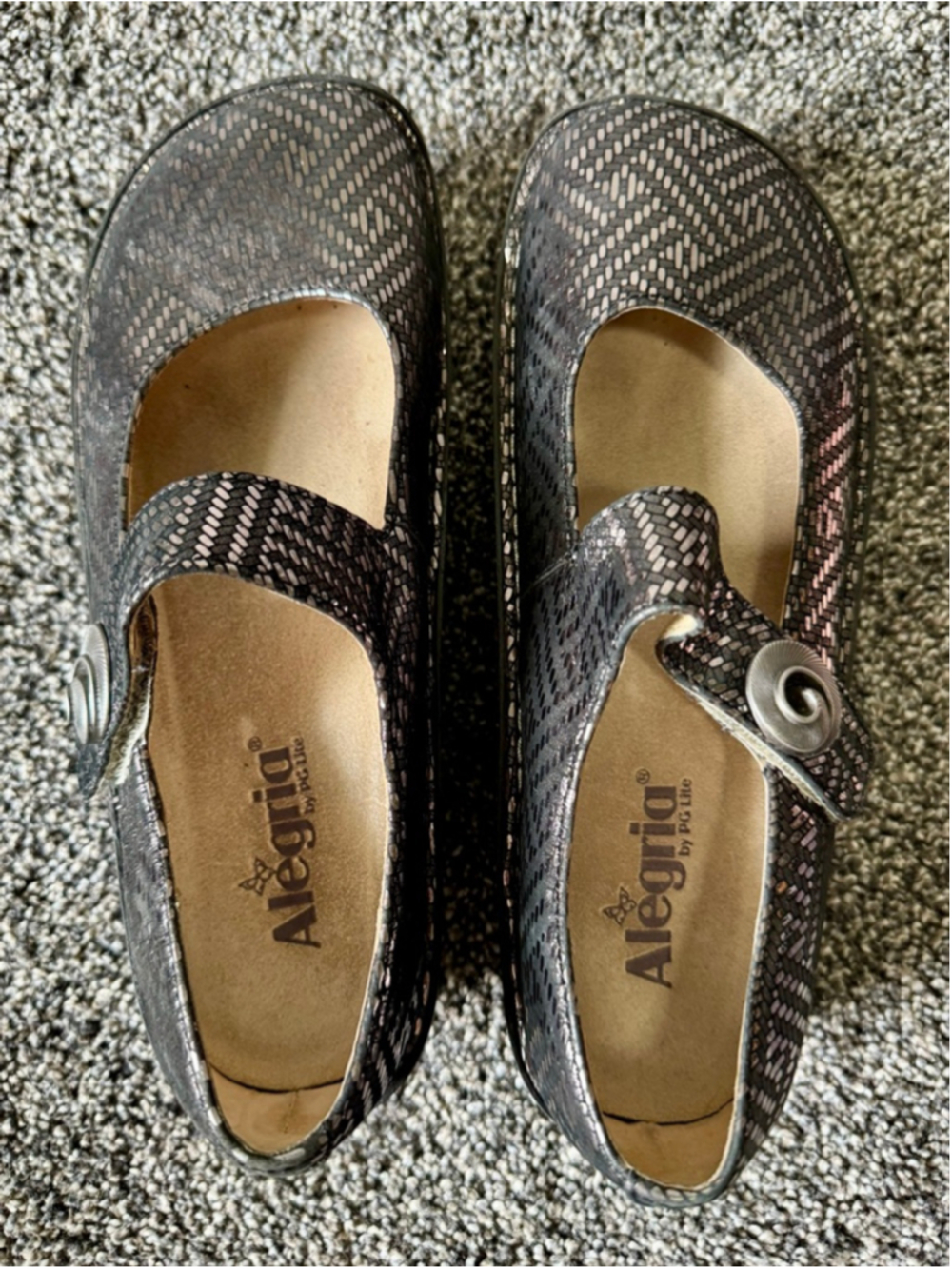 ALEGRIA Paloma Sz 10/EU 40 Pewter Dazzler Leather Mary Jane Shoes - Picture 11 of 13
